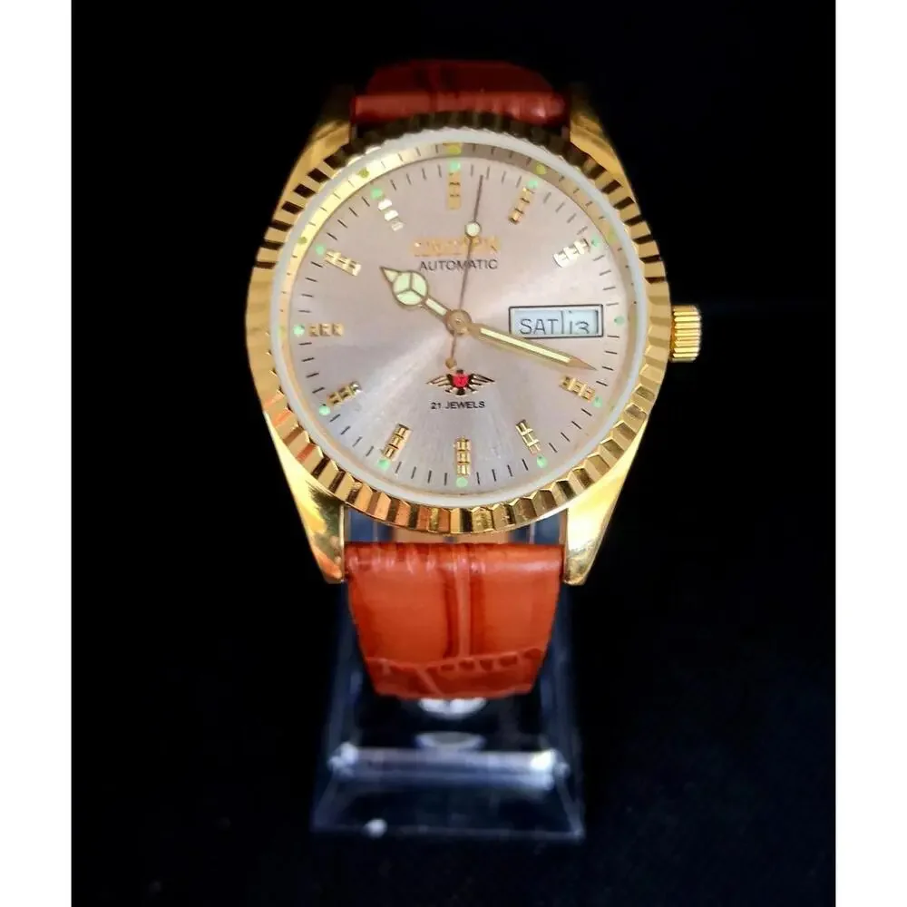 Vintage Men's Automatic Citizen Eagle 7 Leather Watch RARE